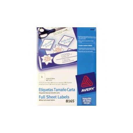 ETIQUETAS INKJET CARTA AVERY CON 25 PIEZAS