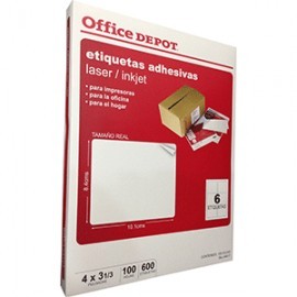 ETIQUETA LASER INKJET 4X3 1/3 OFFICE DEPOT C/600