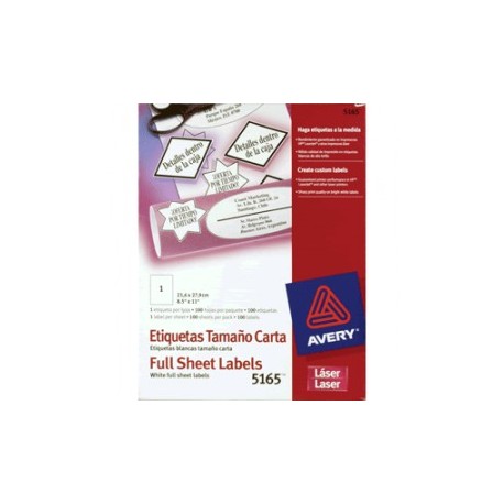 ETIQUETAS LASER AVERY CARTA CON 100 PIEZAS