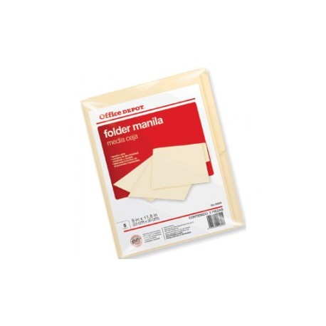 FOLDER CARTA OFFICE DEPOT MANILA CON 5 PIEZAS