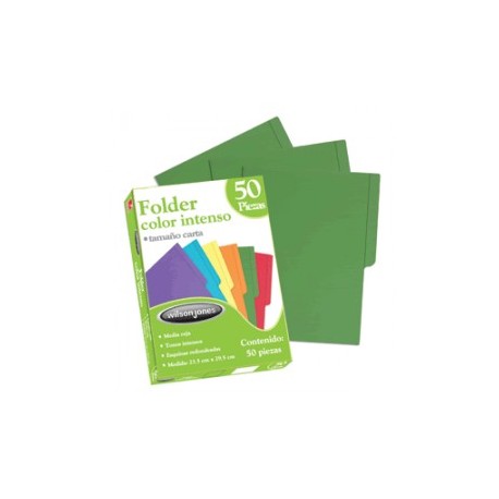 FOLDER CARTA WILSON JONES VERDE CON 50 PIEZAS