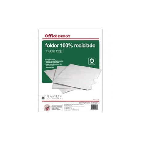 FOLDER CARTA OFFICE DEPOT RECICLADO CON 25 PIEZAS