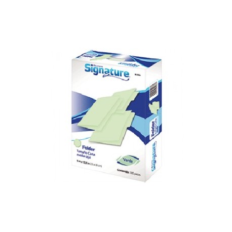 FOLDER CARTA SIGNATURE VERDE CON 100 PIEZAS