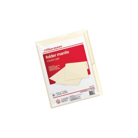 FOLDER CARTA OFFICE DEPOT MANILA CON 25 PIEZAS