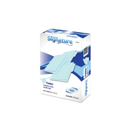 FOLDER CARTA SIGNATURE AZUL CON 100 PIEZAS