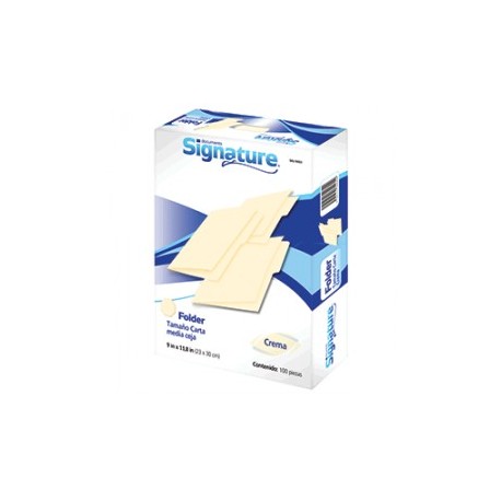 FOLDER CARTA SIGNATURE0 CREMA CON 100 PIEZAS