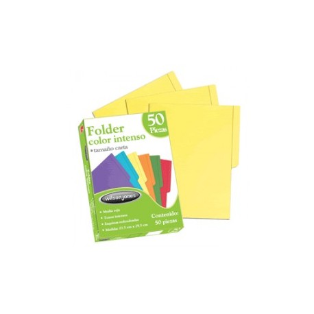 FOLDER CARTA AMARILLO INTENSO CON 50 PIEZAS