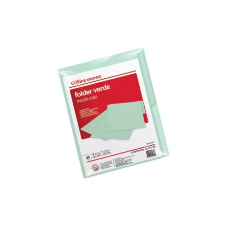 FOLDER CARTA OFFICE DEPOT VERDE CON 25 PIEZAS