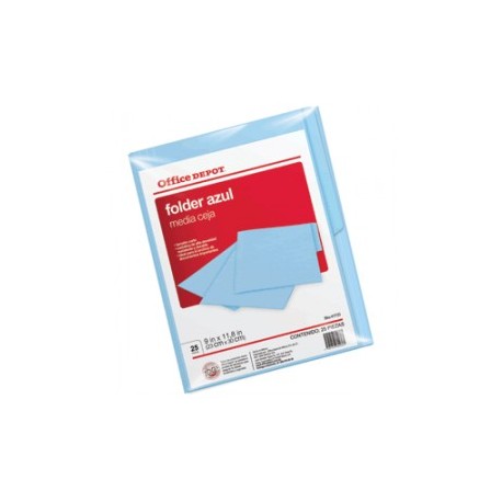 FOLDER CARTA OFFICE DEPOT AZUL CON 25 PIEZAS