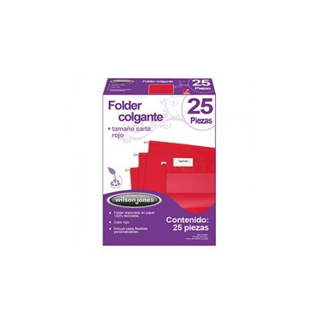 FOLDER COLGANTE WILSON JONES CARTA ROJO CON 25 PZ