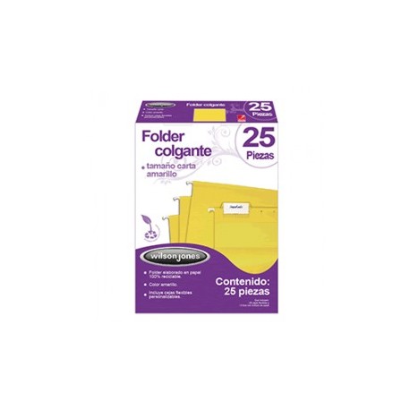 FOLDER COLGANTE WILSON JONES CARTA AMARILLO 25 PZS