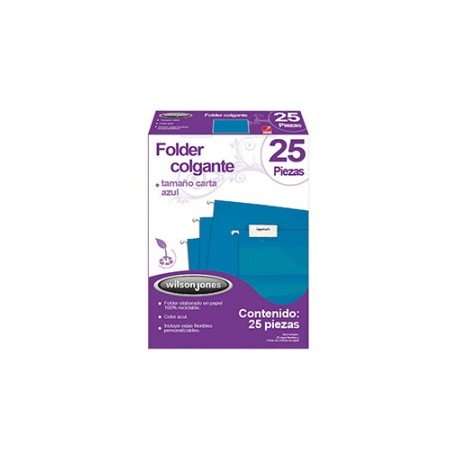FOLDER COLGANTE WILSON JONES CARTA AZUL 25PZ