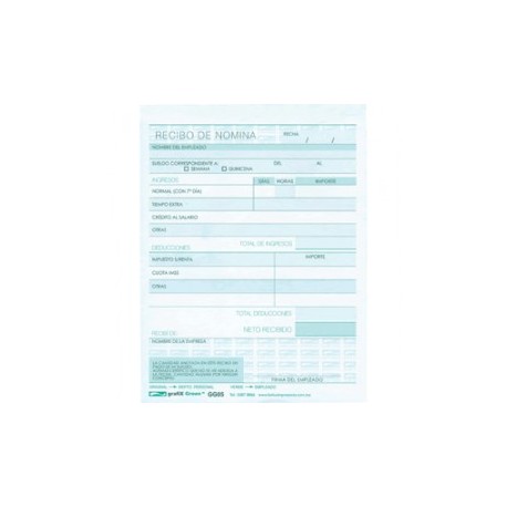 RECIBO NOMINA AUTOCOPIANTE 3 PAQUETES CON 22 JUEGO