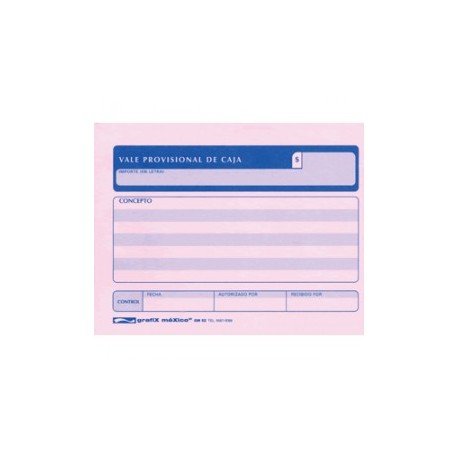 VALE PROVISIONAL DE CAJA GRAFIX 3 PAQUETES CON 50
