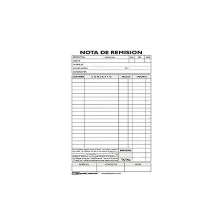 NOTA DE REMISION GRAFIX 1/2 CARTA 3 PAQUETES CON 2