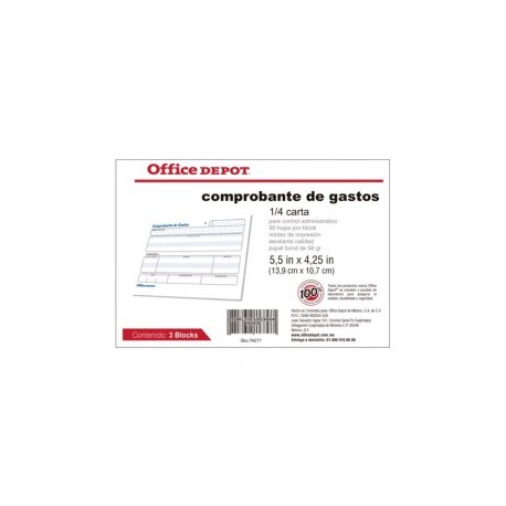 COMPROBANTE DE GASTOS 1/4 CARTA 3 BLOCKS DE 50H