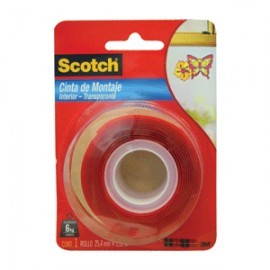 CINTA DE MONTAJE SCOTCH TRANSPARENTE 24MM X 1.5M