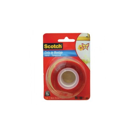 CINTA DE MONTAJE SCOTCH TRANSPARENTE 24MM X 1.5M