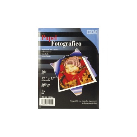 PAPEL FOTOGRAFICO ALTO BRILLO CARTA 25 HOJAS IBM