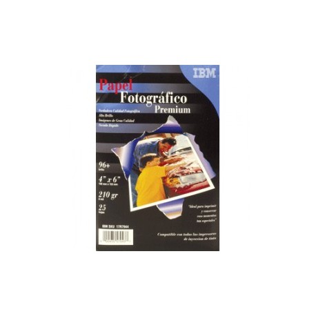 PAPEL FOTOGRAFICO ALTO BRILLO 4 X 6 25 HOJAS IBM