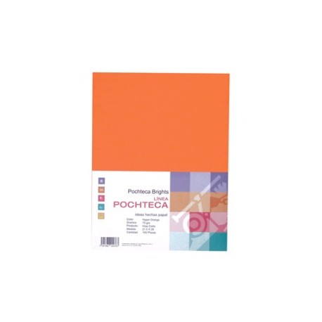 PAPEL BRIGHT ORANGE NEON CARTA 100 HOJAS POCHTECA