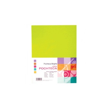 PAPEL BRIGHT LIME NEON CARTA CON 100 HOJAS POCHTECA