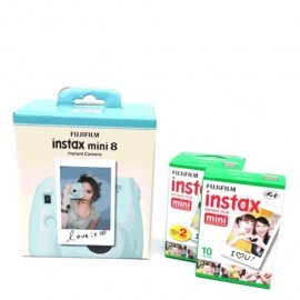 CAMARA FUJI INSTAX MINI8 AZUL CON PAPEL FOTOGRAFIC