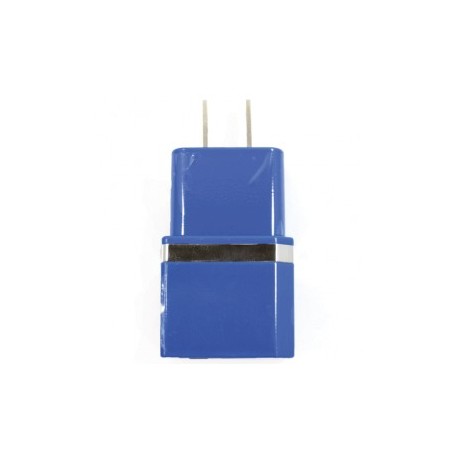CARGADOR DUAL USB PARED AZUL