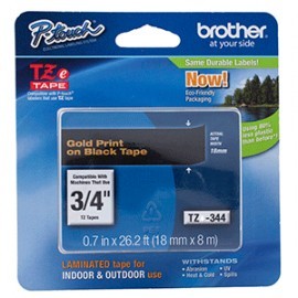 CINTA BROTHER TZ DORADO/NEGRO 3/4 18MM