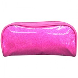ESTUCHE ESCOLAR TICHER CON BRILLOS PLATA Y ROSA