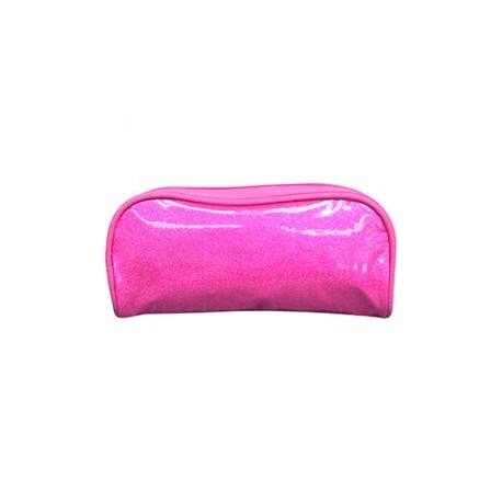 ESTUCHE ESCOLAR TICHER CON BRILLOS PLATA Y ROSA