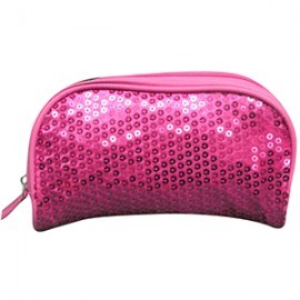 ESTUCHE ESCOLAR TICHER CON LENTEJUELA ROSA Y NEGRO