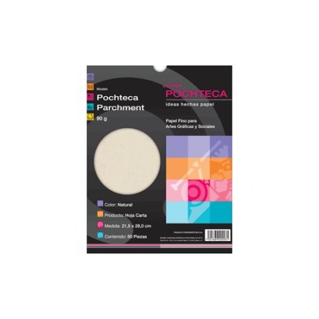 POCHTECA,PAPEL PARCHMENT NATURAL CARTA CON 50 HOJAS...