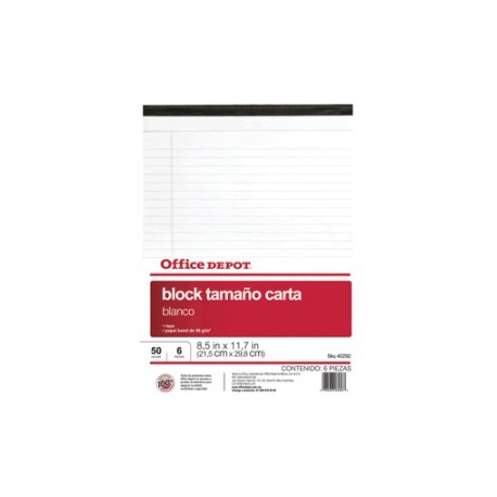BLOCK TAMANO CARTA 8.5X11.7 BLANCO OFFICE DEPOT