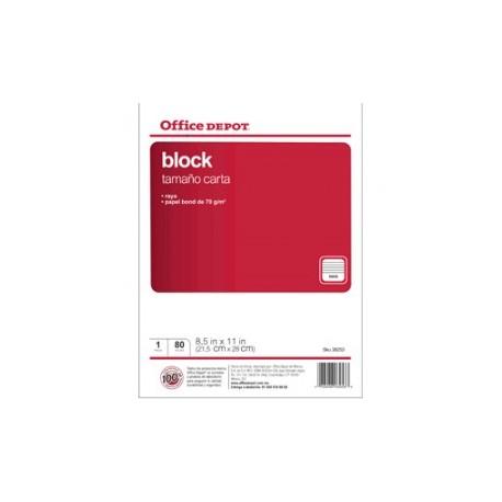 BLOCK CARTA OFFICE DEPOT 80 HOJAS RAYA