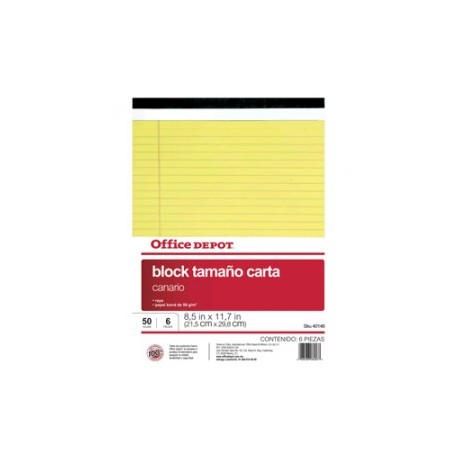 BLOCK TAMANO CARTA 8.5X11.7 CANARIO OFFICE DEPOT