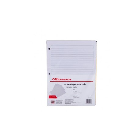 HOJAS P/CARPETA CARTA OFFICE DEPOT 100H RAYA