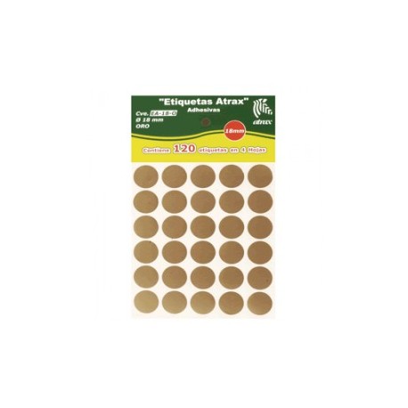 ETIQUETAS CIRCULARES ATRAX COLOR ORO CON 120 PIEZA