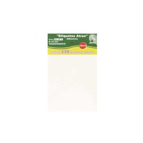 ETIQUETAS CIRCULARES ATRAX TRANSPARENTES CON 120 P